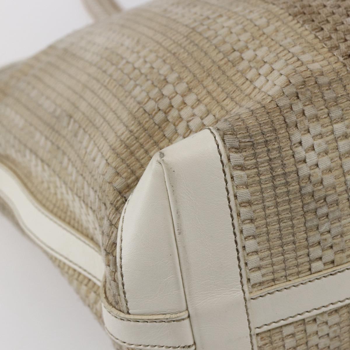 FENDI Tote Bag Canvas Beige Gold Auth bs30403