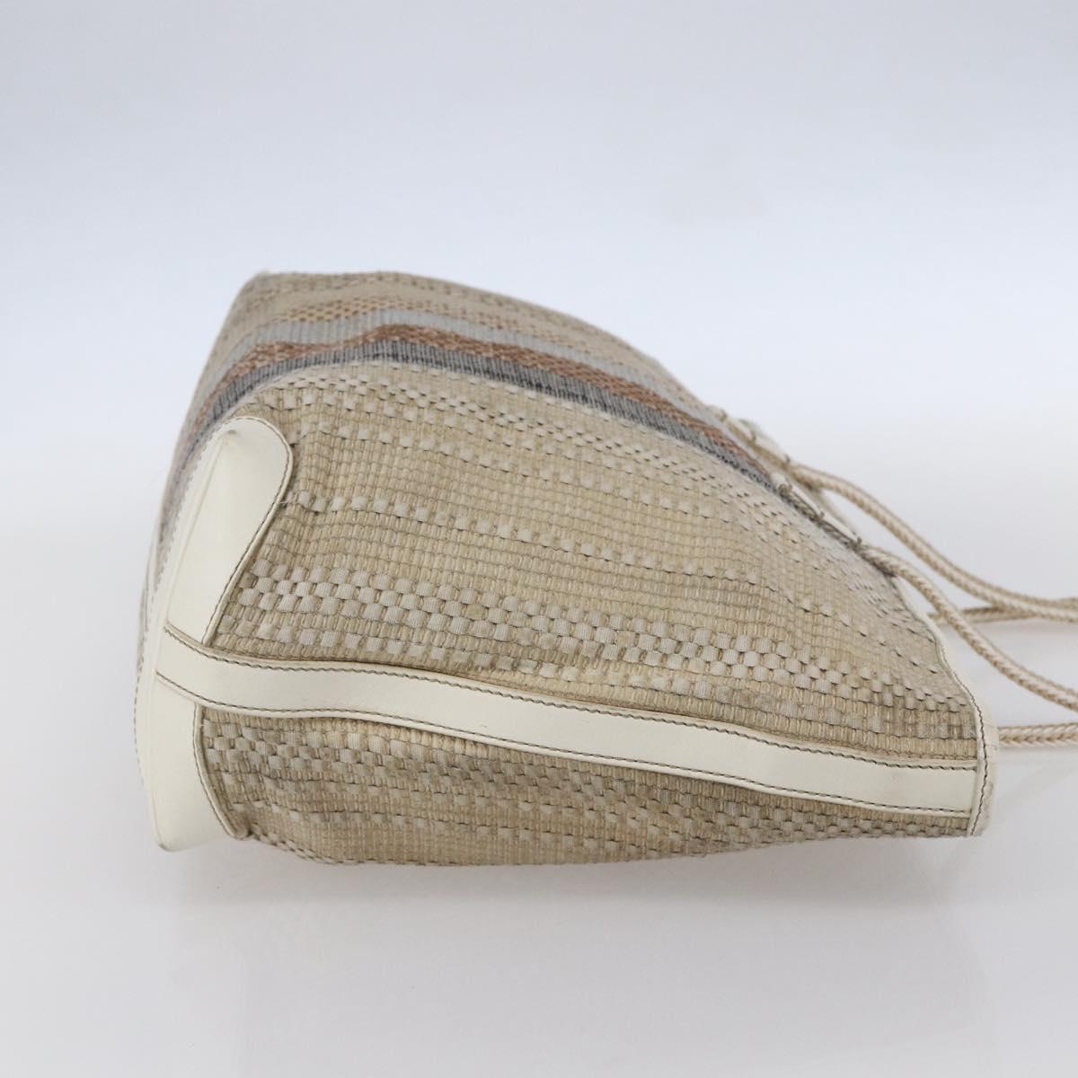 FENDI Tote Bag Canvas Beige Gold Auth bs30403