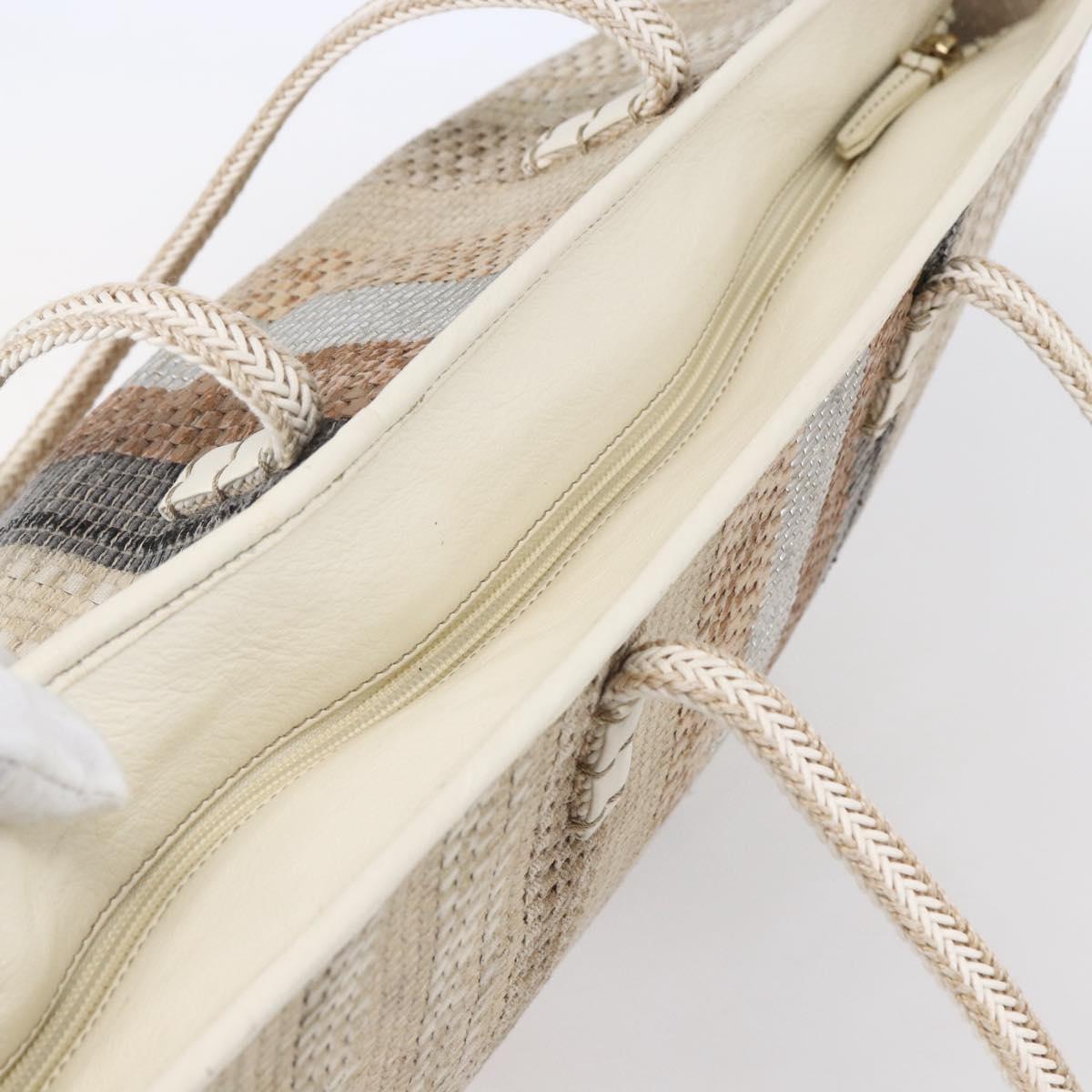 FENDI Tote Bag Canvas Beige Gold Auth bs30403