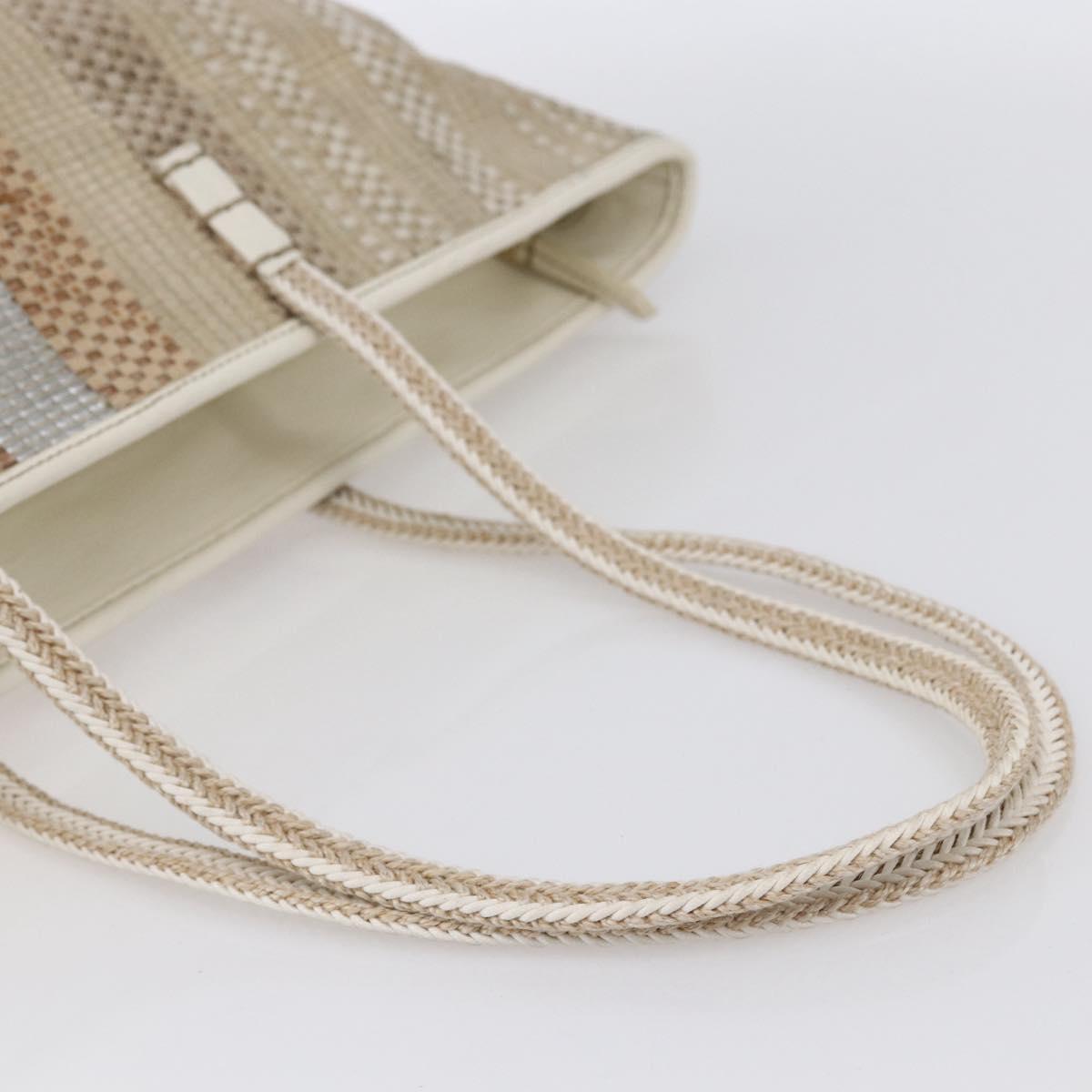 FENDI Tote Bag Canvas Beige Gold Auth bs30403