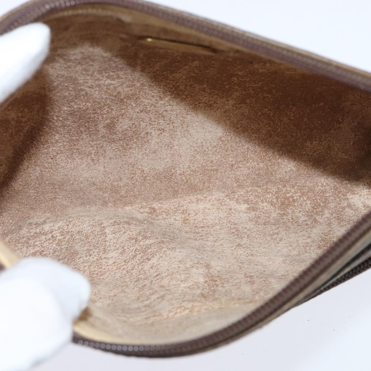 GUCCI GG Plus Supreme Clutch Bag PVC Beige Gold Auth bs30404