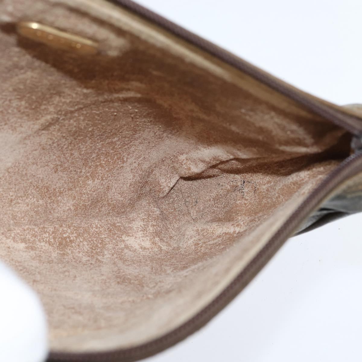 GUCCI GG Plus Supreme Clutch Bag PVC Beige Gold Auth bs30404