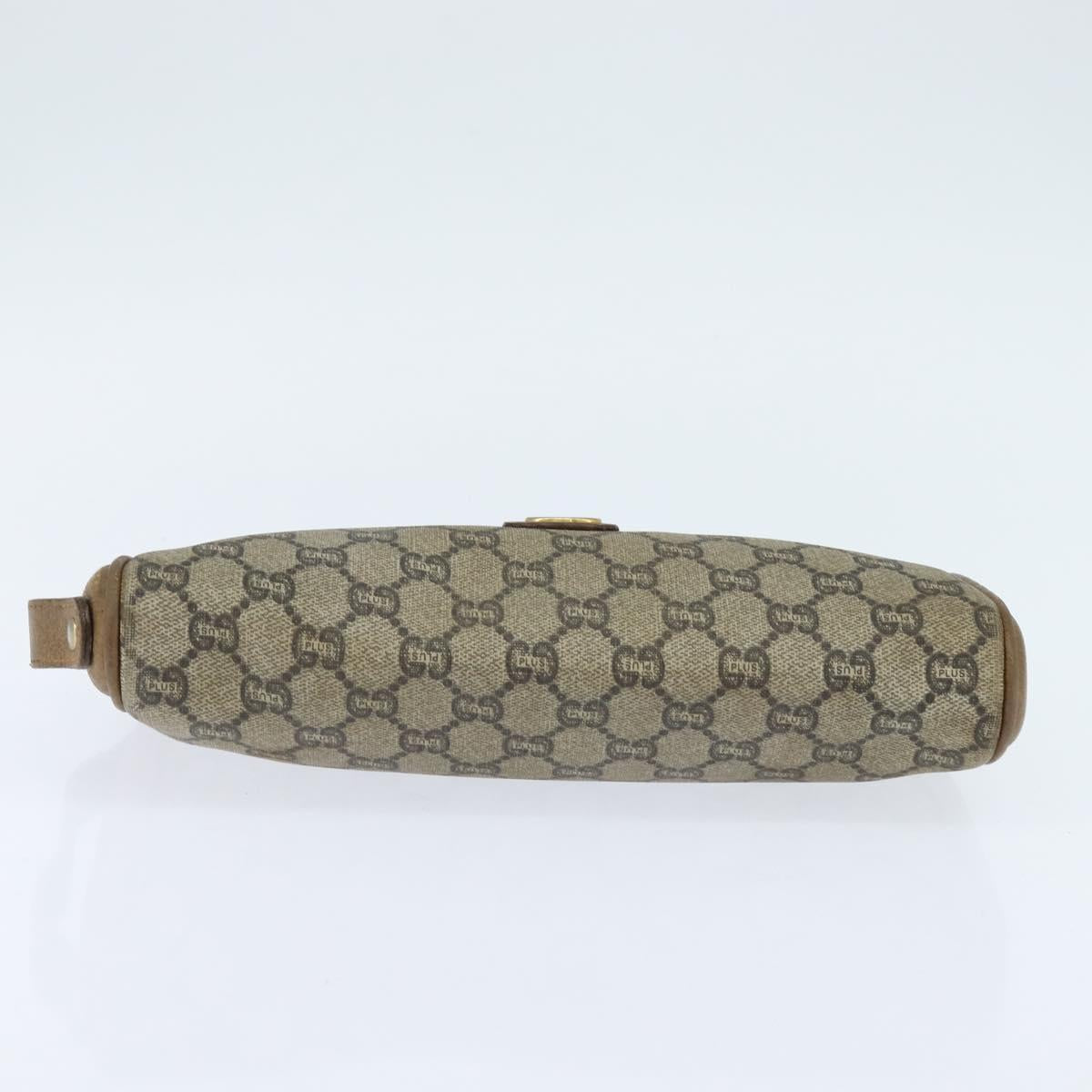 GUCCI GG Plus Supreme Clutch Bag PVC Beige Gold Auth bs30404