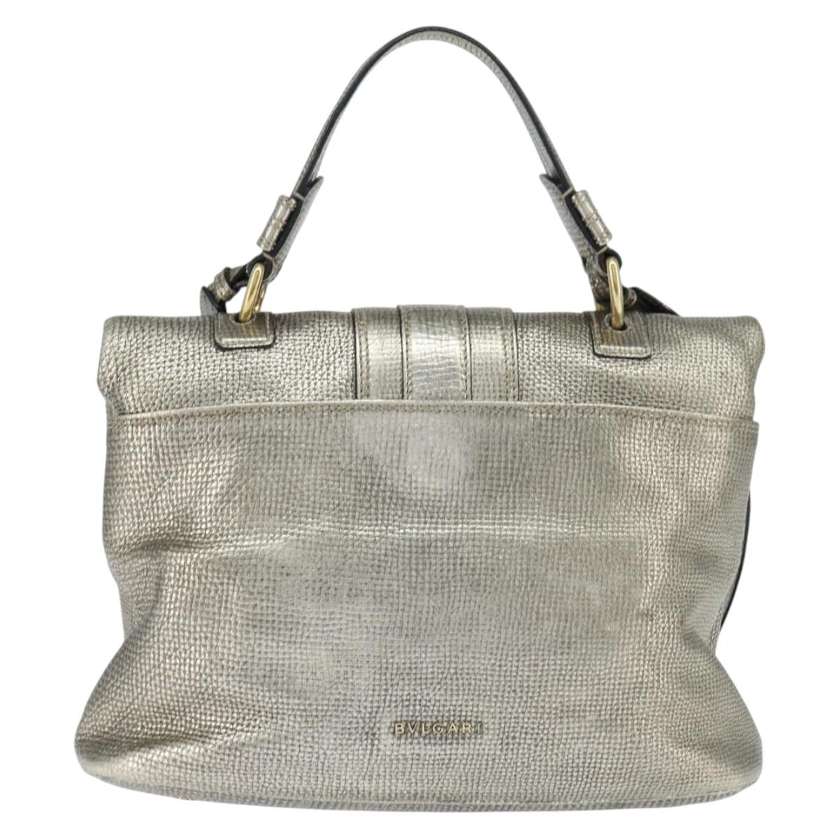 BVLGARI Leoni Hand Bag Leather 2way Champagne Gold Auth bs30406