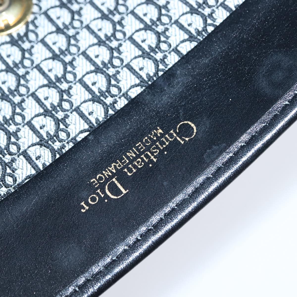 Christian Dior Trotter Canvas Chain Shoulder Bag Suede Black Gold Auth bs30407