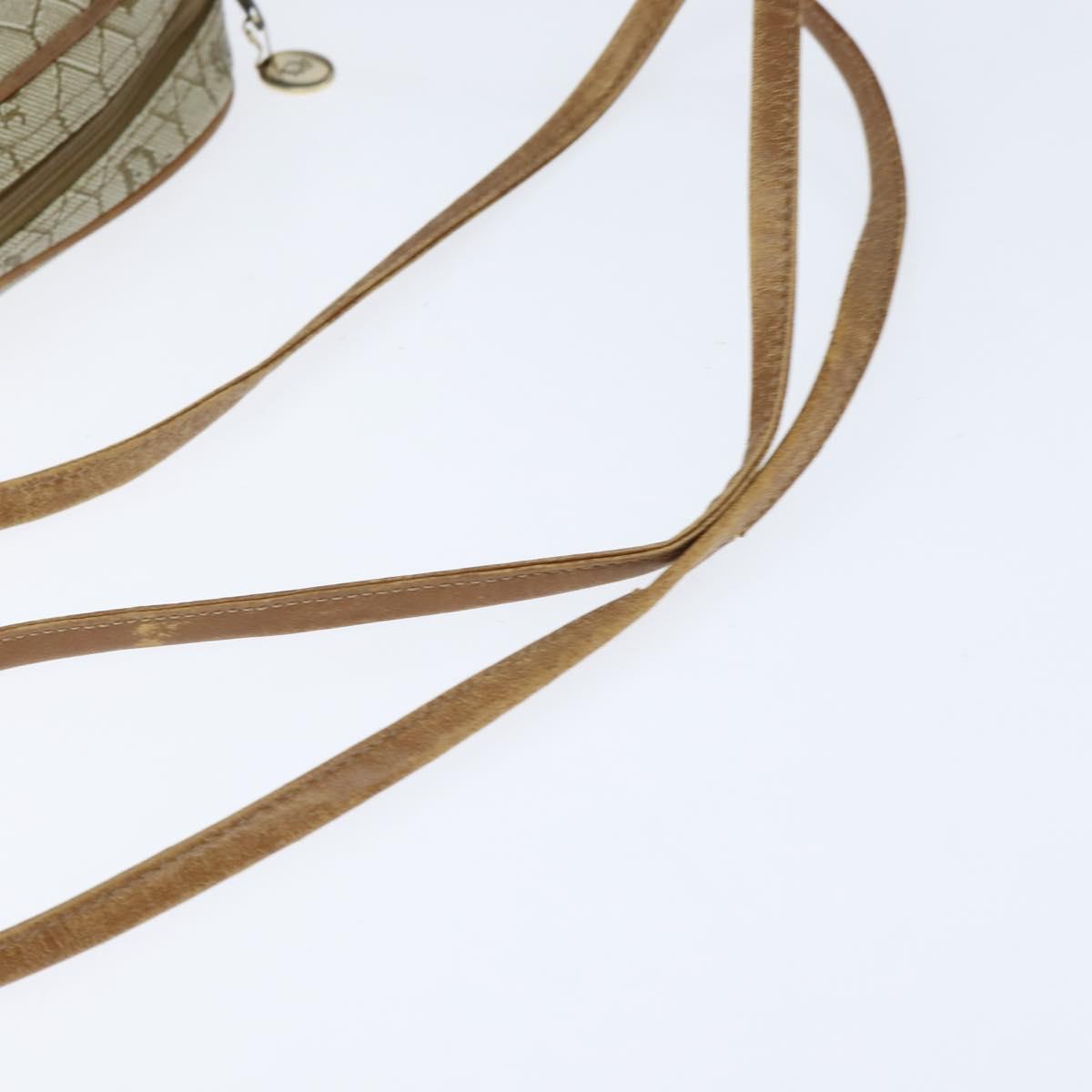 Christian Dior Honeycomb Canvas Shoulder Bag PVC Leather Beige Auth bs30408