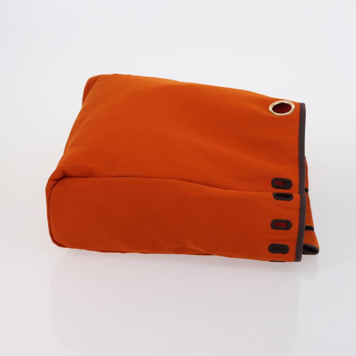 HERMES Her bag Hand Bag Canvas Coated Canvas 3 Set Beige Orange Auth bs30410