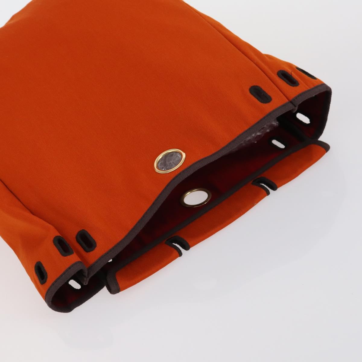 HERMES Her bag Hand Bag Canvas Coated Canvas 3 Set Beige Orange Auth bs30410