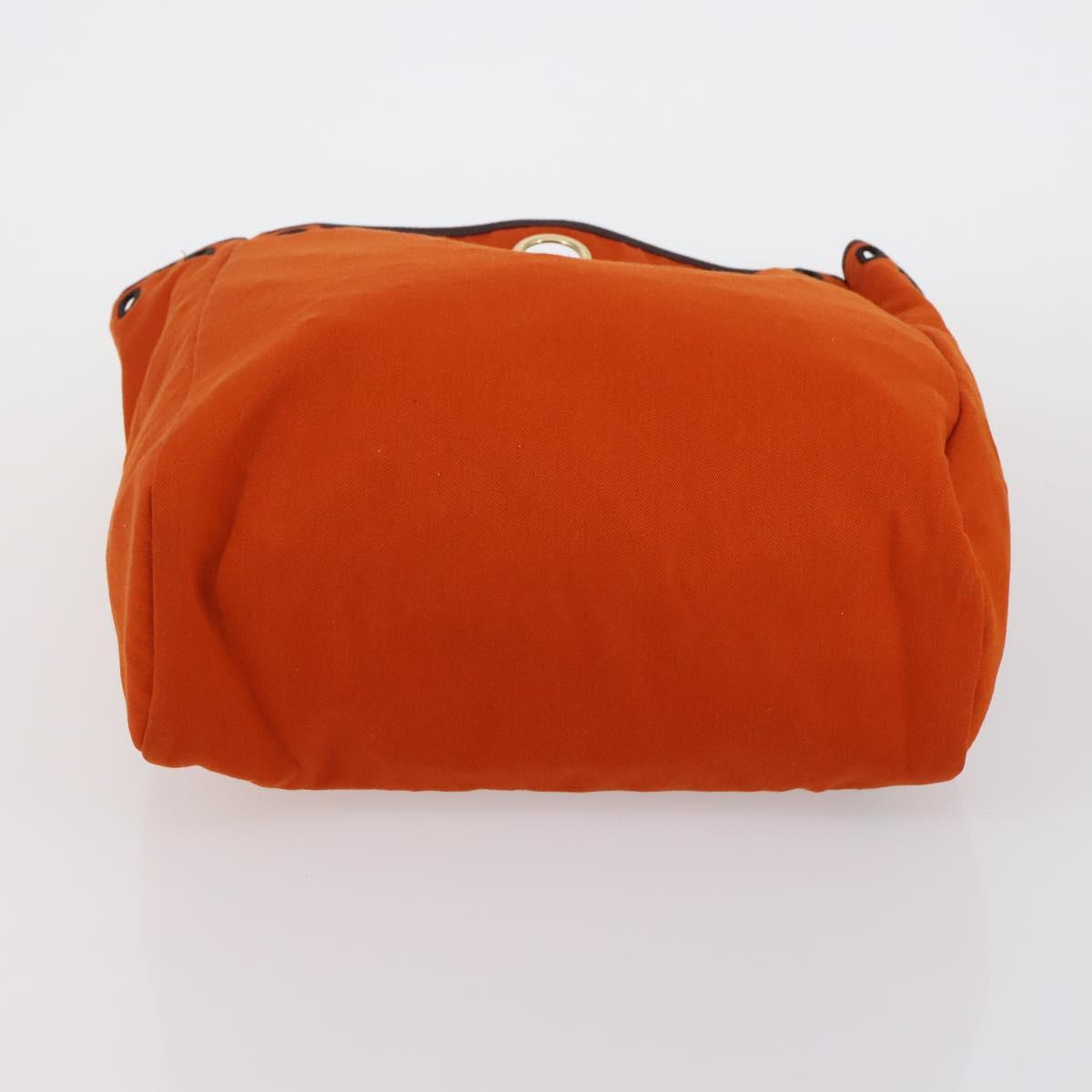 HERMES Her bag Hand Bag Canvas Coated Canvas 3 Set Beige Orange Auth bs30410