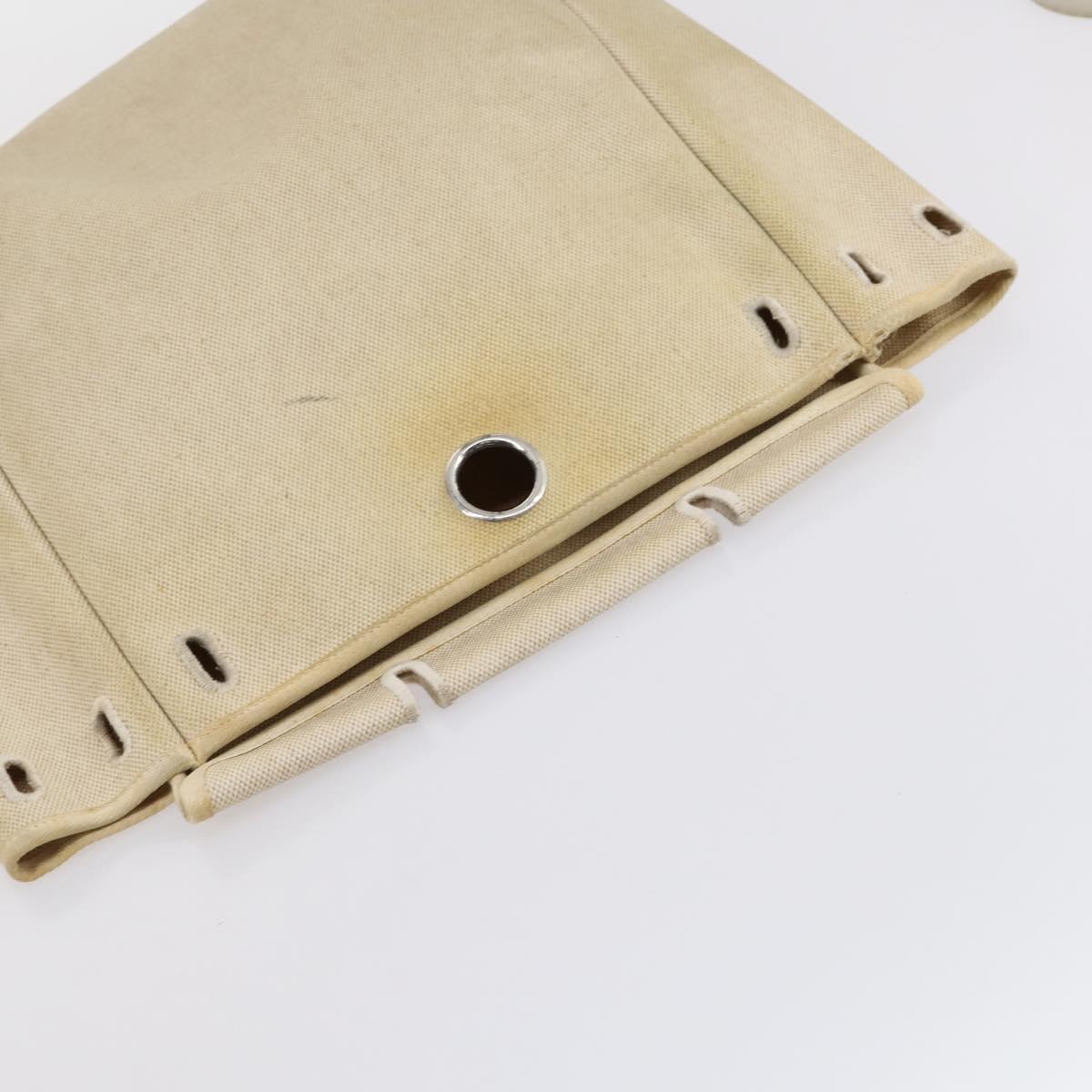 HERMES Her bag Hand Bag Canvas Coated Canvas 3 Set Beige Orange Auth bs30410