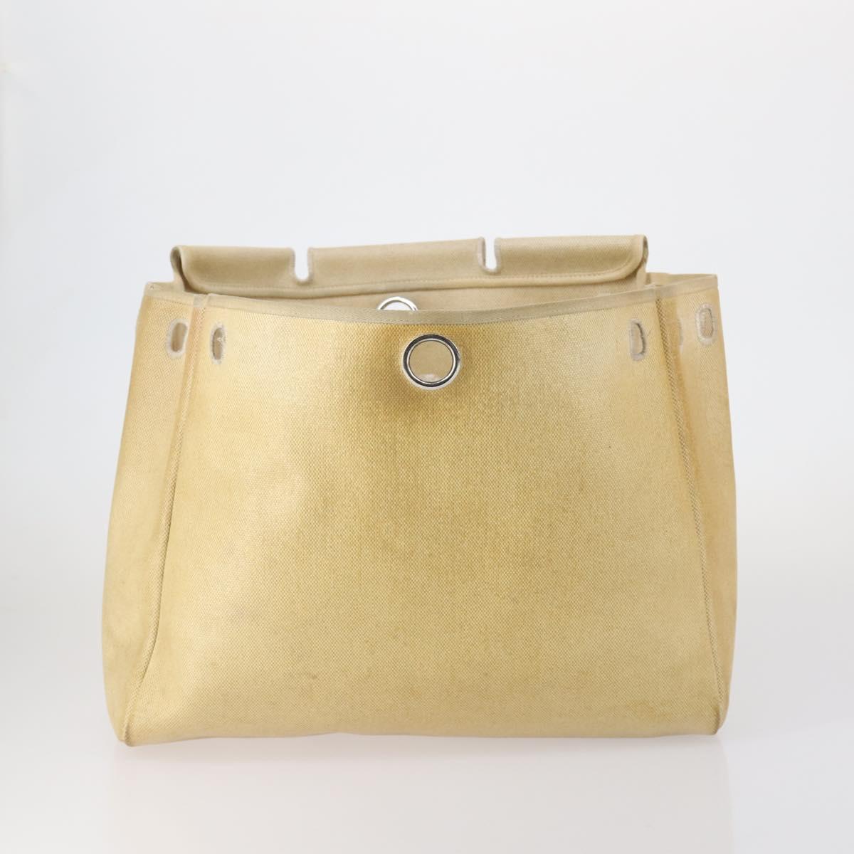 HERMES Her bag Hand Bag Canvas Coated Canvas 3 Set Beige Orange Auth bs30410