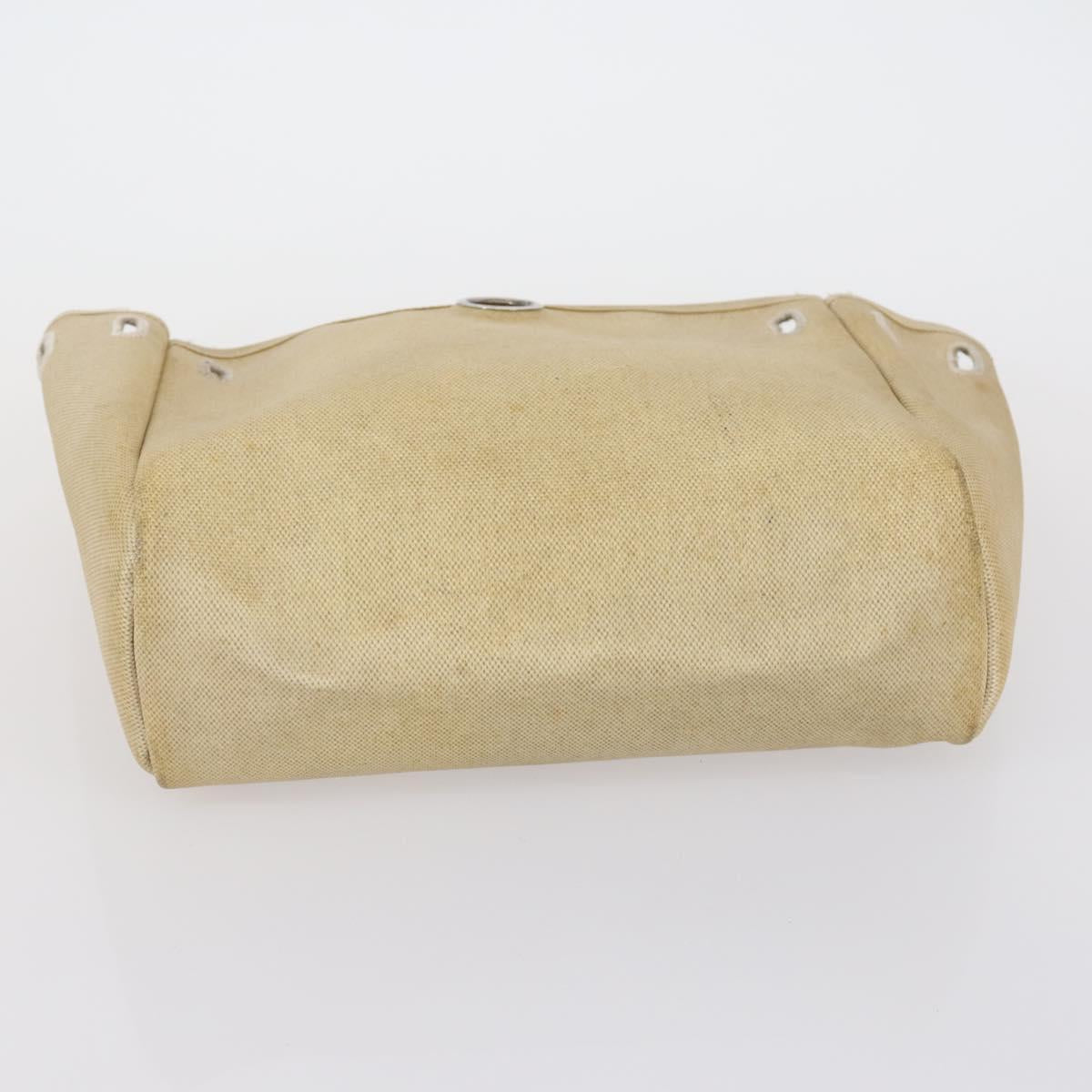 HERMES Her bag Hand Bag Canvas Coated Canvas 3 Set Beige Black Auth bs30411