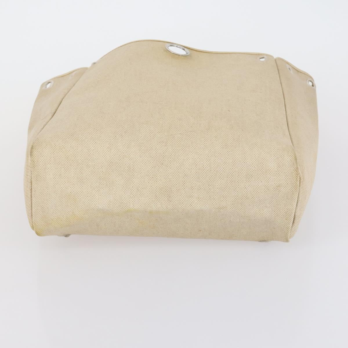 HERMES Her bag Hand Bag Canvas Coated Canvas 3 Set Beige Black Auth bs30411