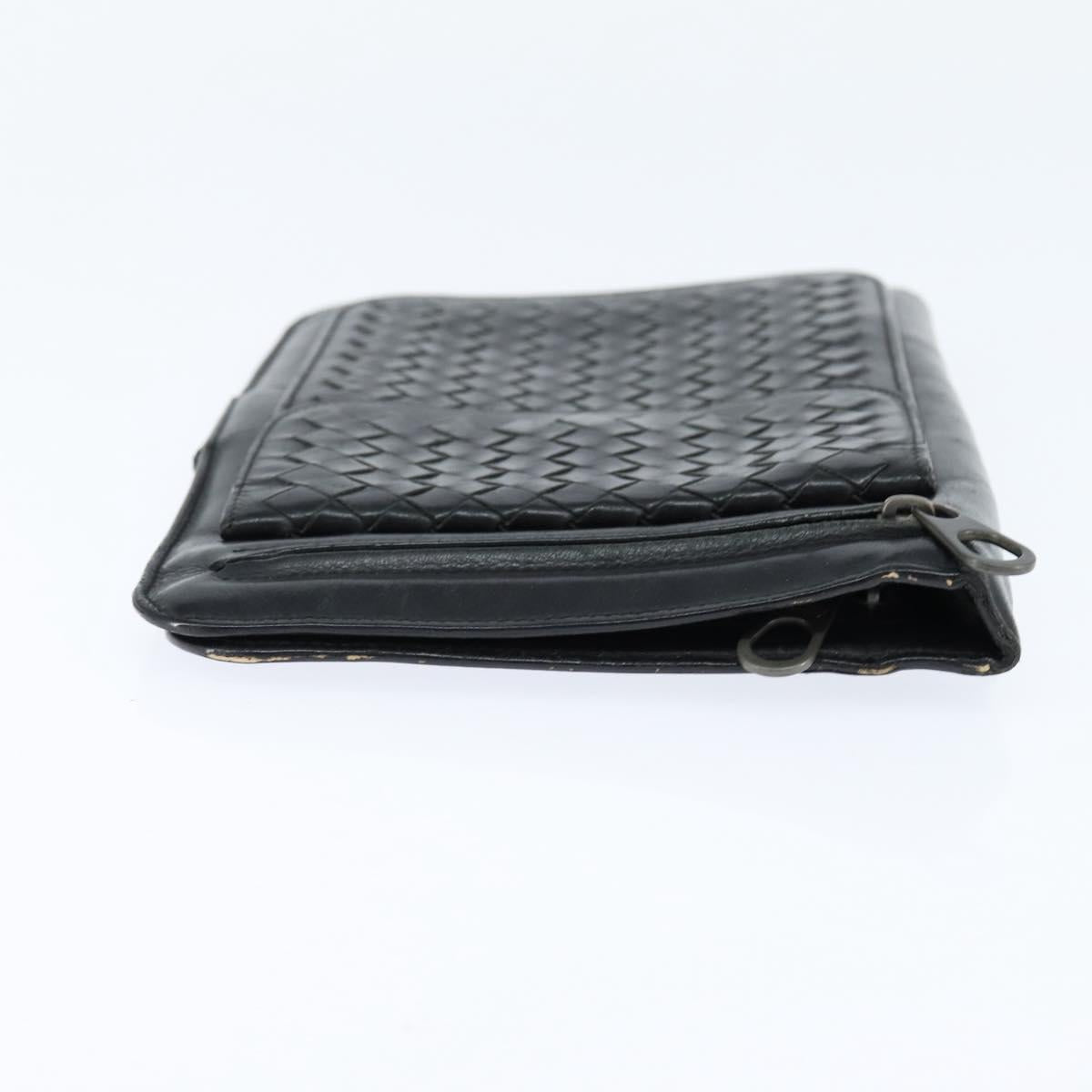BOTTEGA VENETA INTRECCIATO Clutch Bag Leather Black Auth bs30412