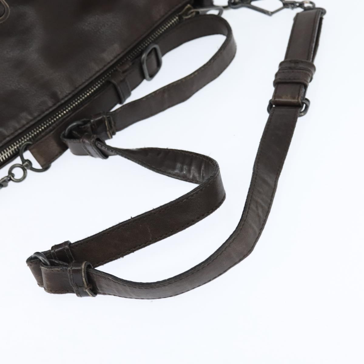 BOTTEGA VENETA INTRECCIATO Shoulder Bag Leather Dark Brown Auth bs30413