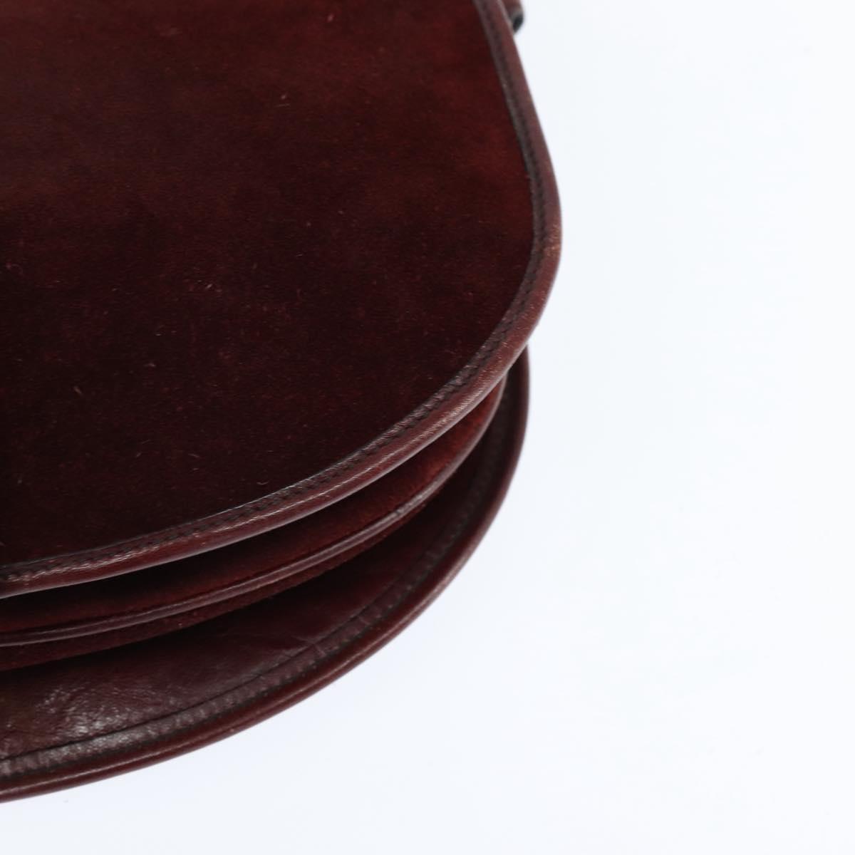 BALENCIAGA Shoulder Bag Suede Leather Bordeaux Gold Auth bs30414