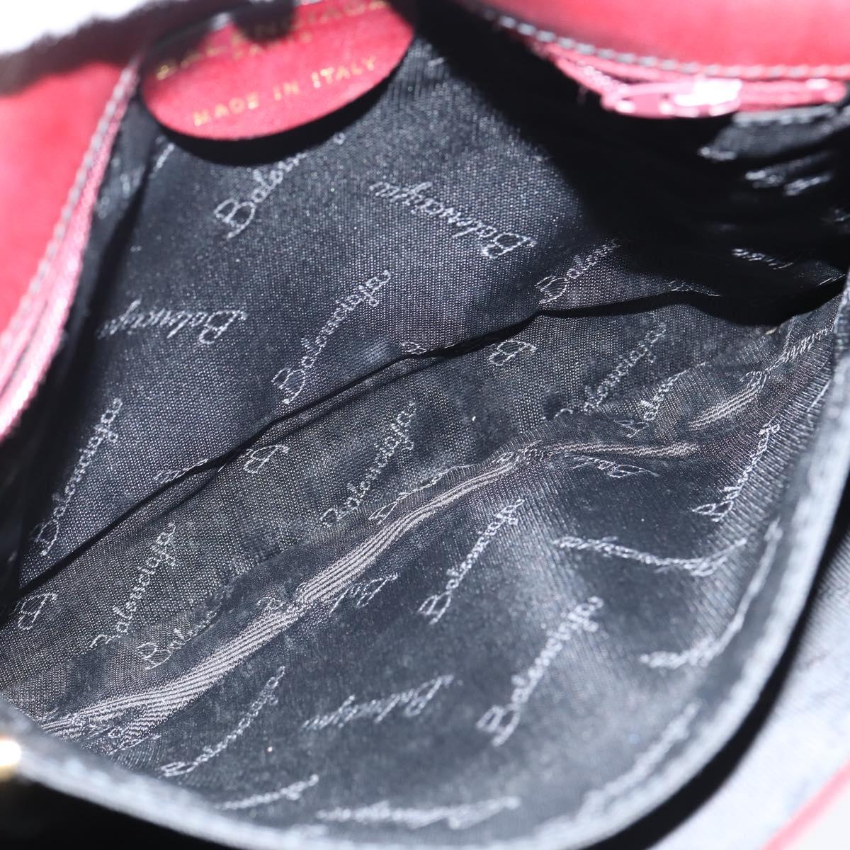 BALENCIAGA Shoulder Bag Suede Leather Bordeaux Gold Auth bs30414