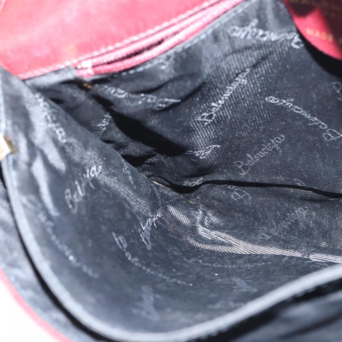 BALENCIAGA Shoulder Bag Suede Leather Bordeaux Gold Auth bs30414