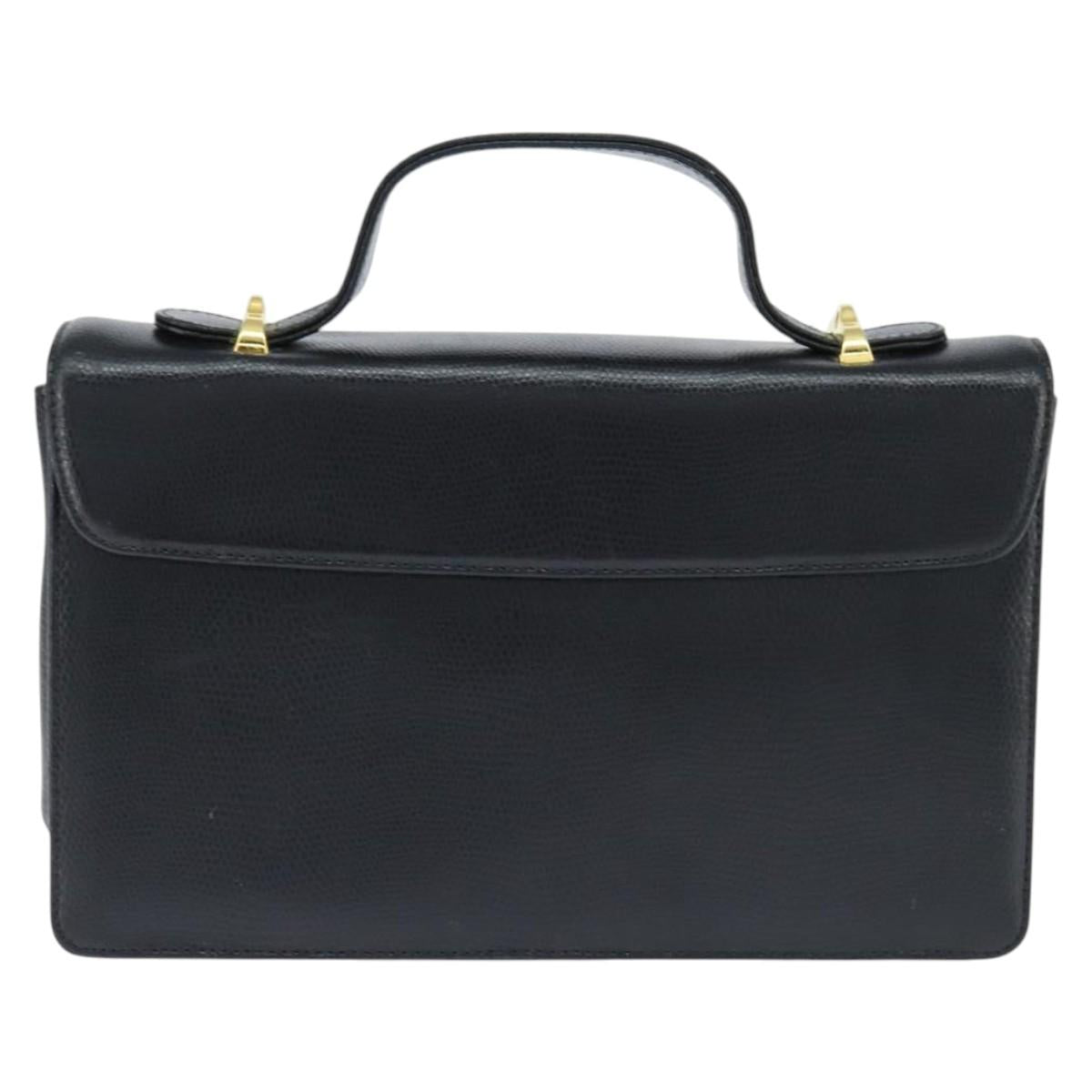 GIVENCHY Hand Bag Leather Black Gold Auth bs30415