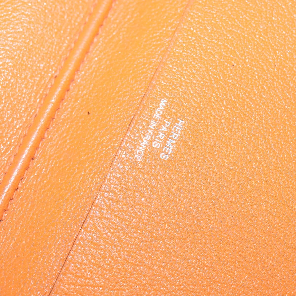 HERMES Day Planner Cover Leather Brown Orange Auth bs30416