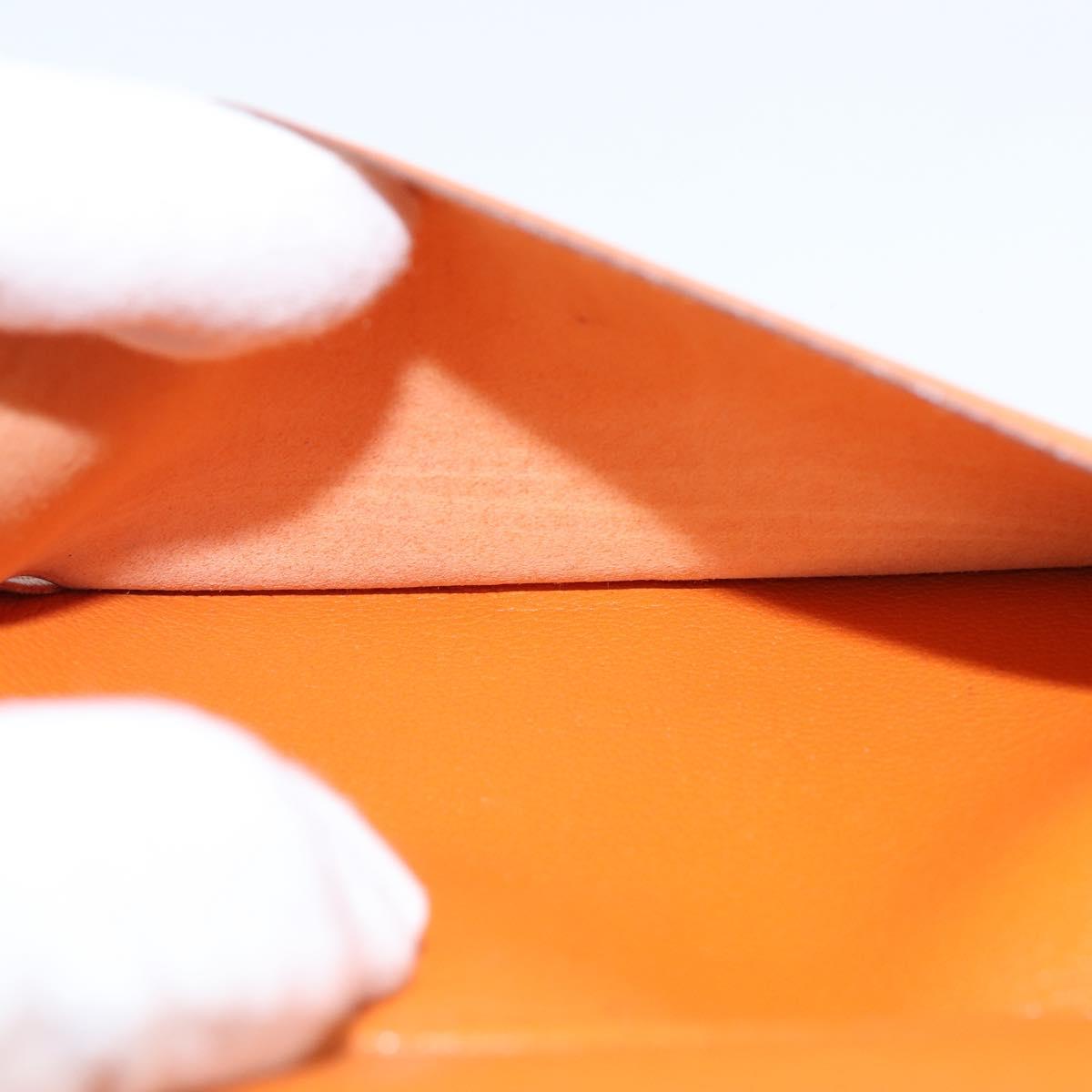 HERMES Day Planner Cover Leather Brown Orange Auth bs30416