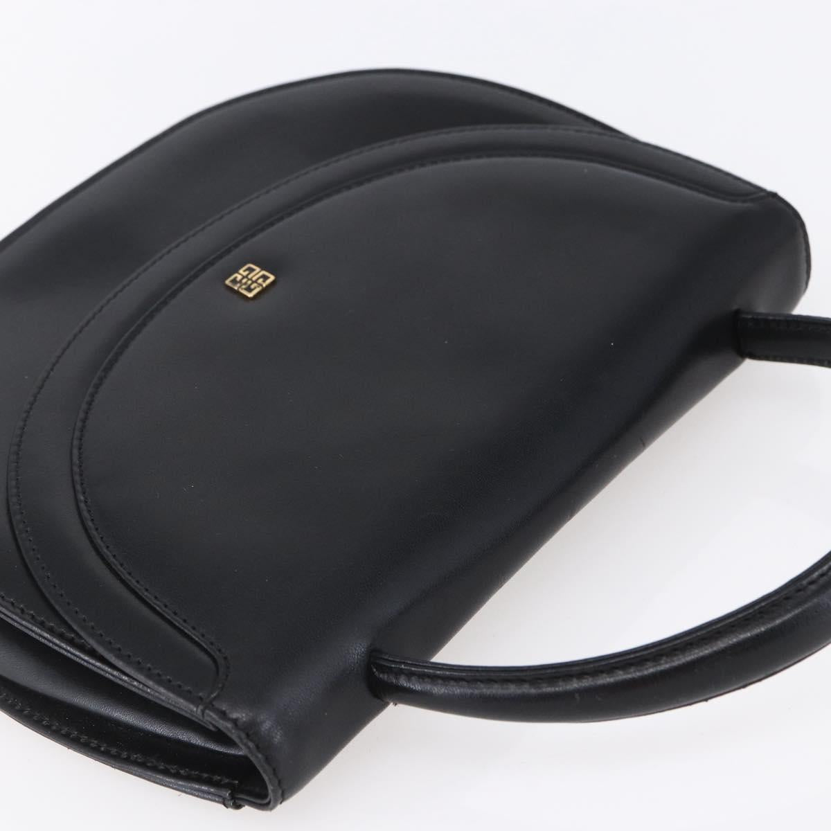 GIVENCHY Hand Bag Leather Black Gold Auth bs30417