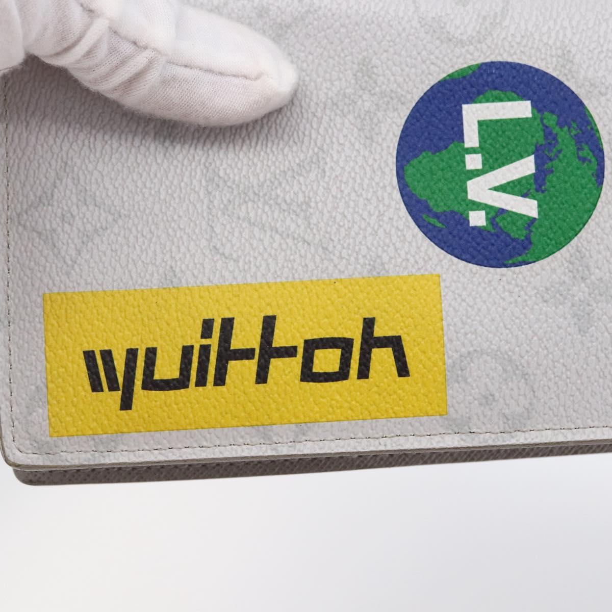 LOUIS VUITTON Portefeuille Brother Logo Story Wallet White M67822 Auth bs30418