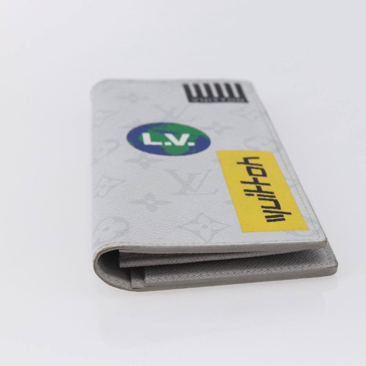 LOUIS VUITTON Portefeuille Brother Logo Story Wallet White M67822 Auth bs30418