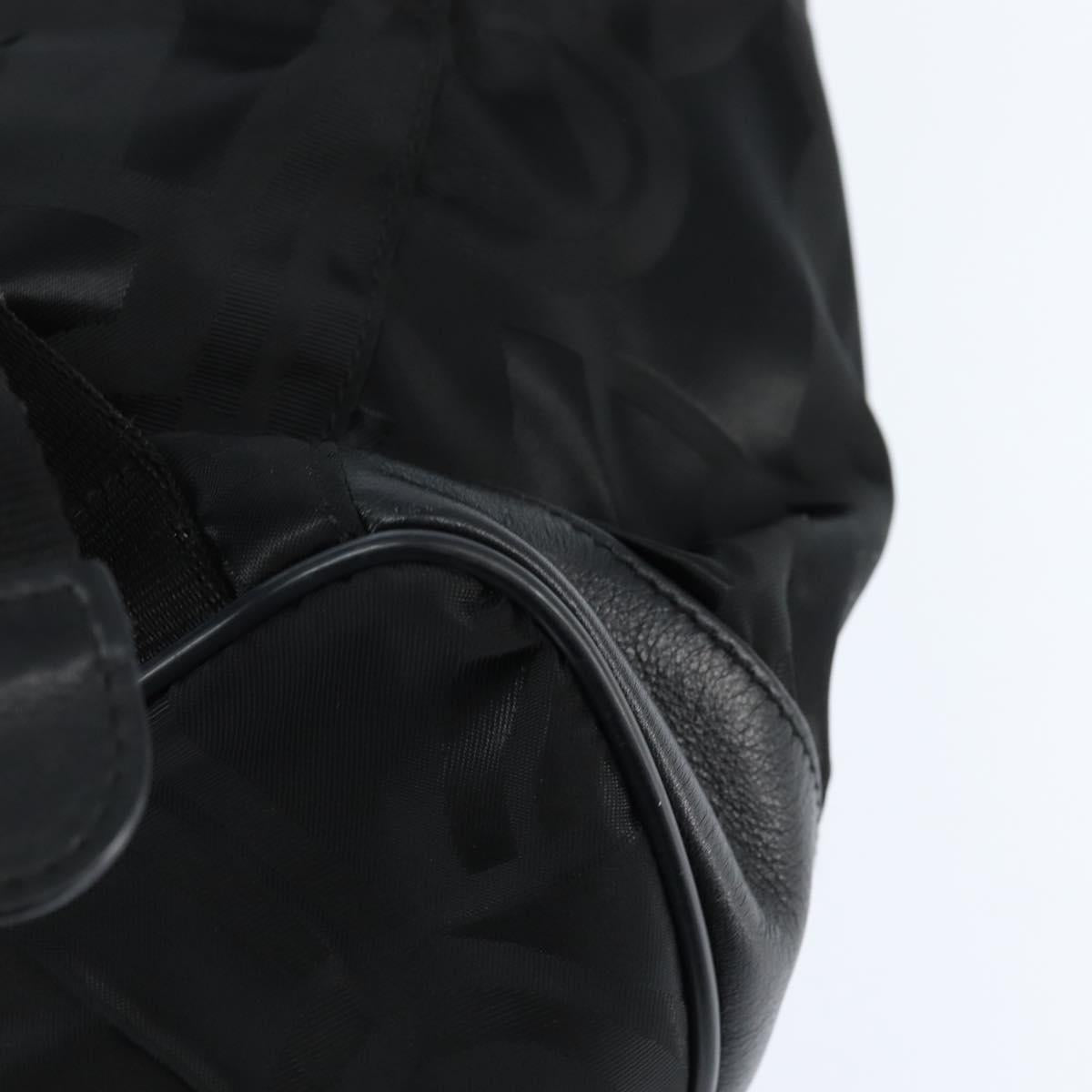 Salvatore Ferragamo Gancini Backpack Nylon Leather Black Silver Auth bs30419