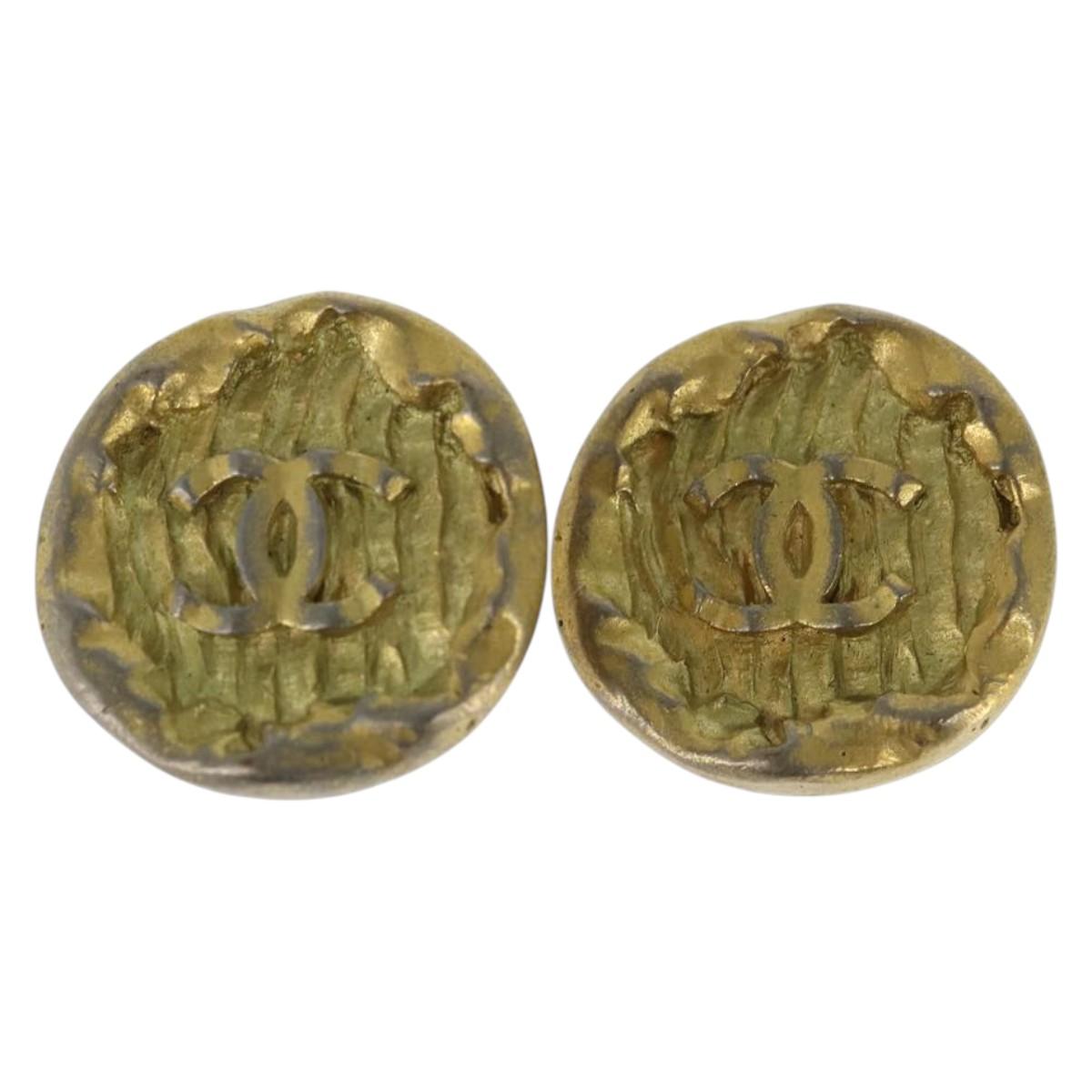 CHANEL COCO Mark Earring metal Gold CC Auth bs30420