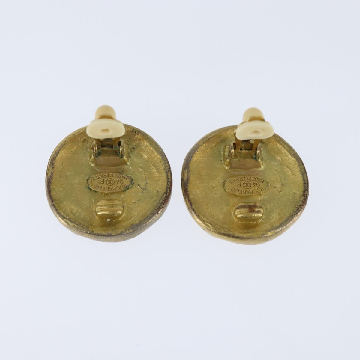 CHANEL COCO Mark Earring metal Gold CC Auth bs30420