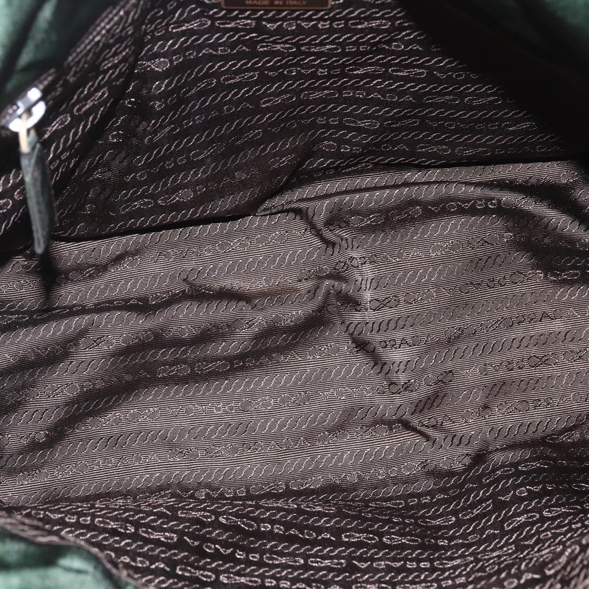 PRADA Tote Bag Nylon Khaki Silver Auth bs30429