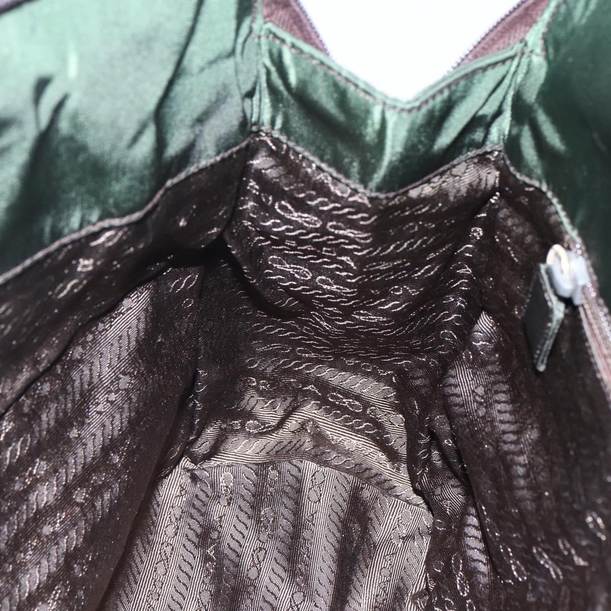 PRADA Tote Bag Nylon Khaki Silver Auth bs30429