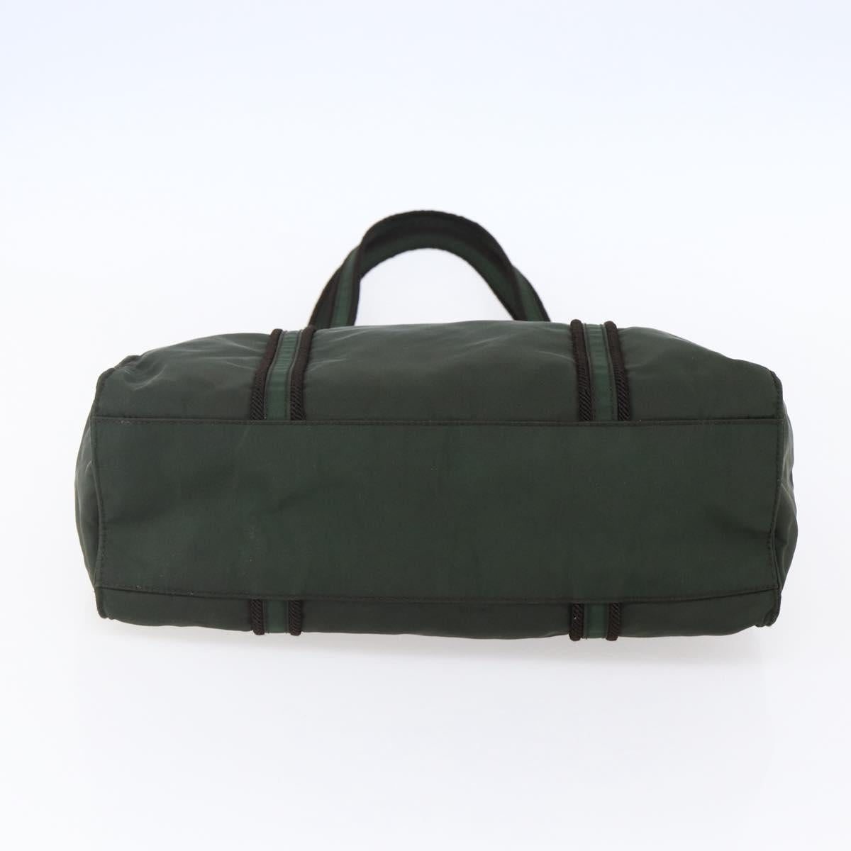 PRADA Tote Bag Nylon Khaki Silver Auth bs30429