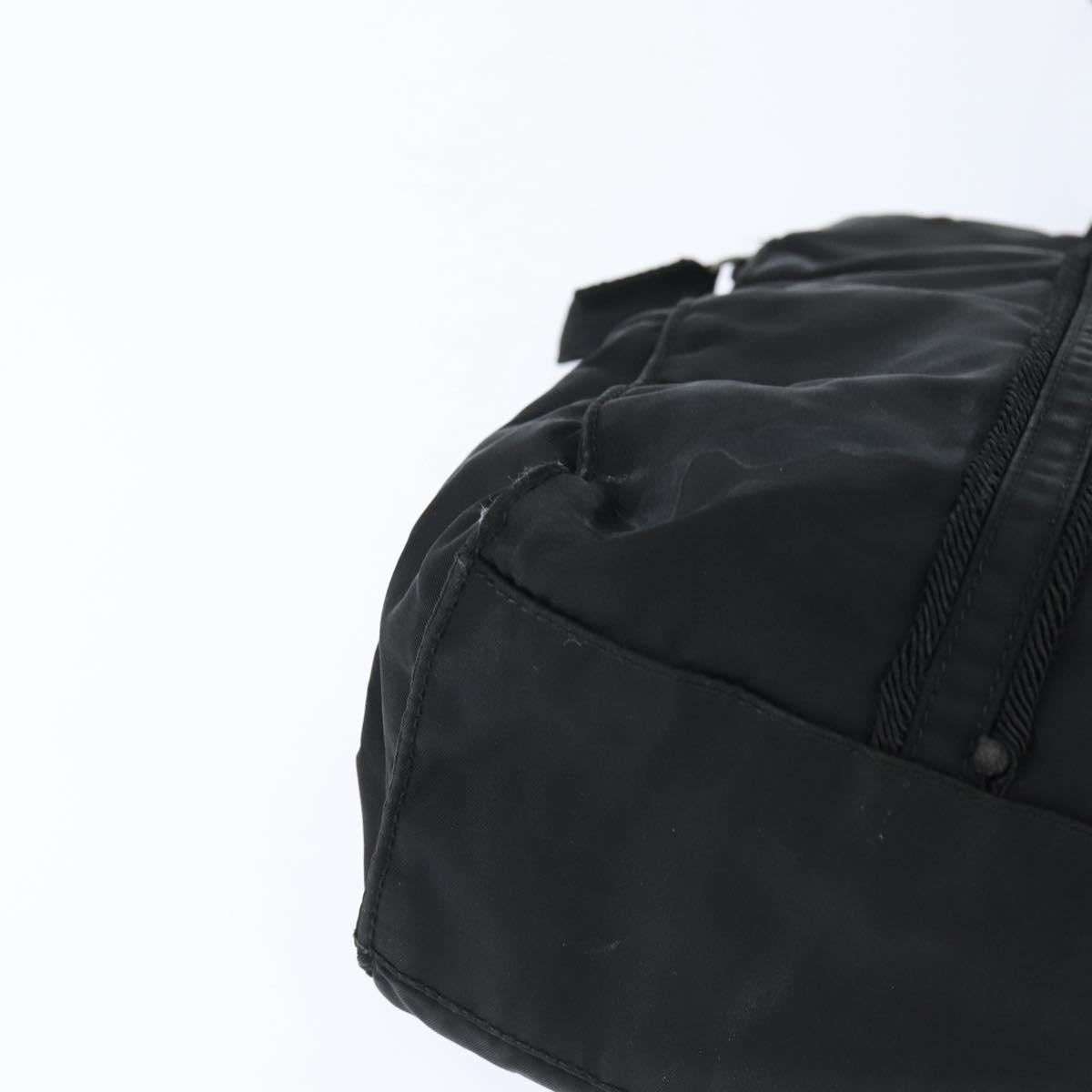 PRADA Tote Bag Nylon Black Silver Auth bs30431