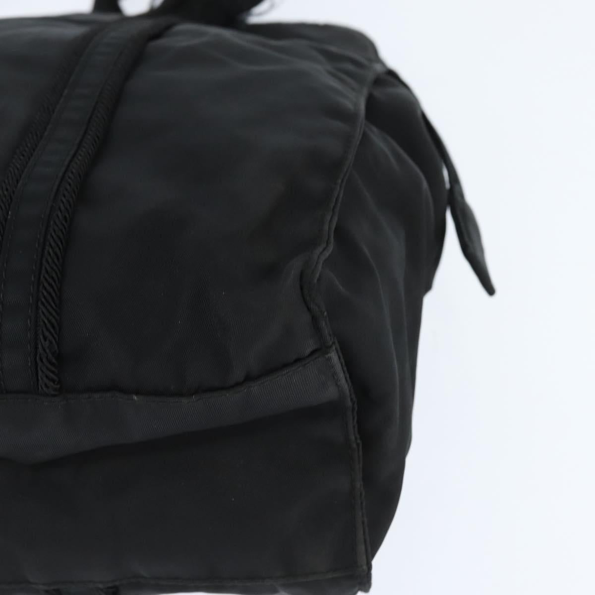 PRADA Tote Bag Nylon Black Silver Auth bs30431