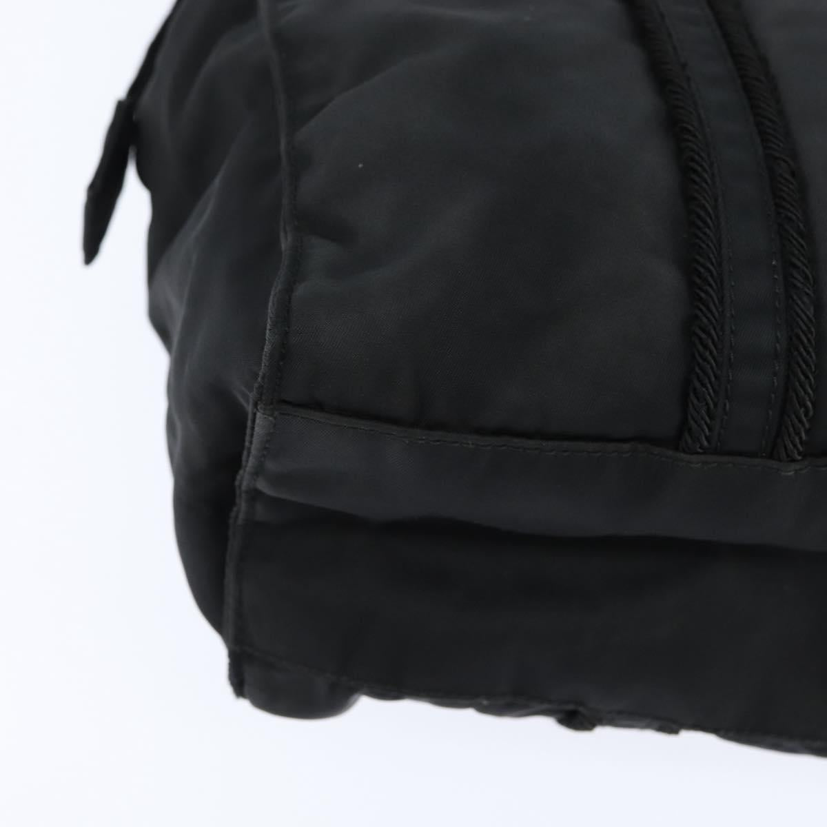 PRADA Tote Bag Nylon Black Silver Auth bs30431