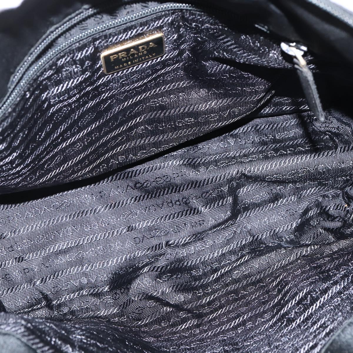 PRADA Tote Bag Nylon Black Silver Auth bs30431