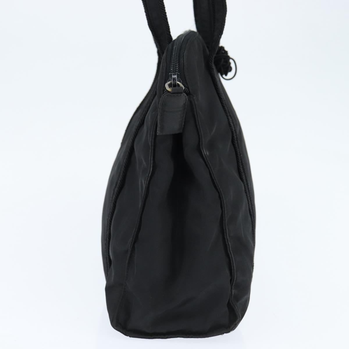 PRADA Tote Bag Nylon Black Silver Auth bs30431