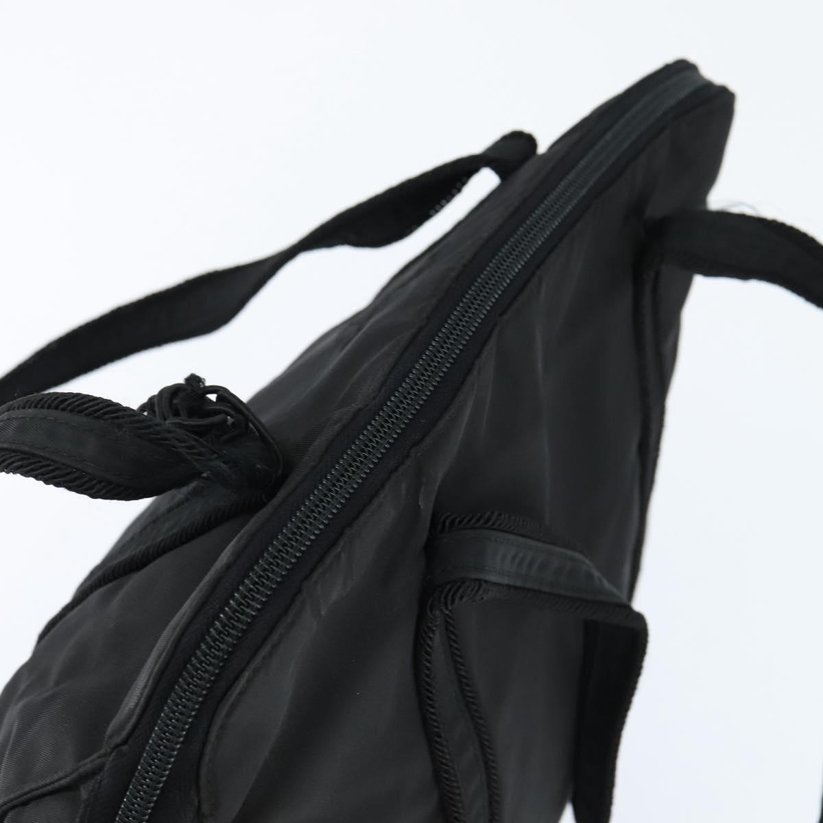 PRADA Tote Bag Nylon Black Silver Auth bs30431