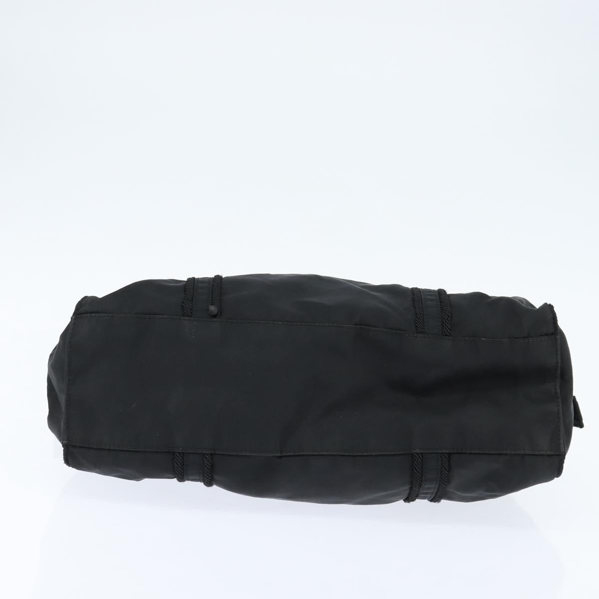 PRADA Tote Bag Nylon Black Silver Auth bs30431