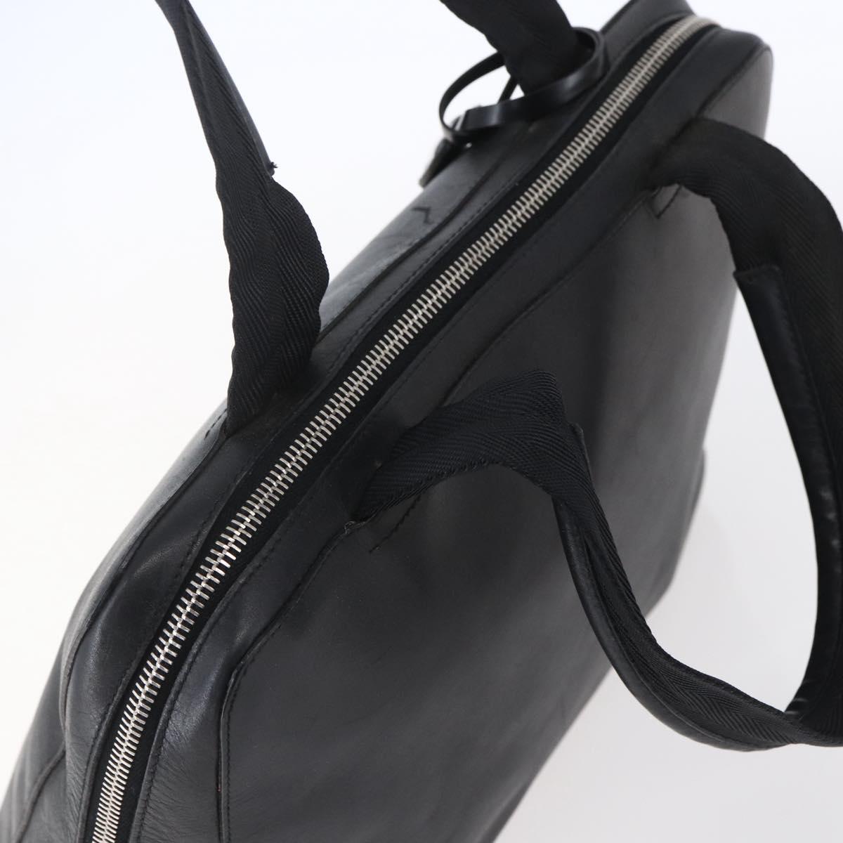 PRADA Hand Bag Leather Black Silver Auth bs30432