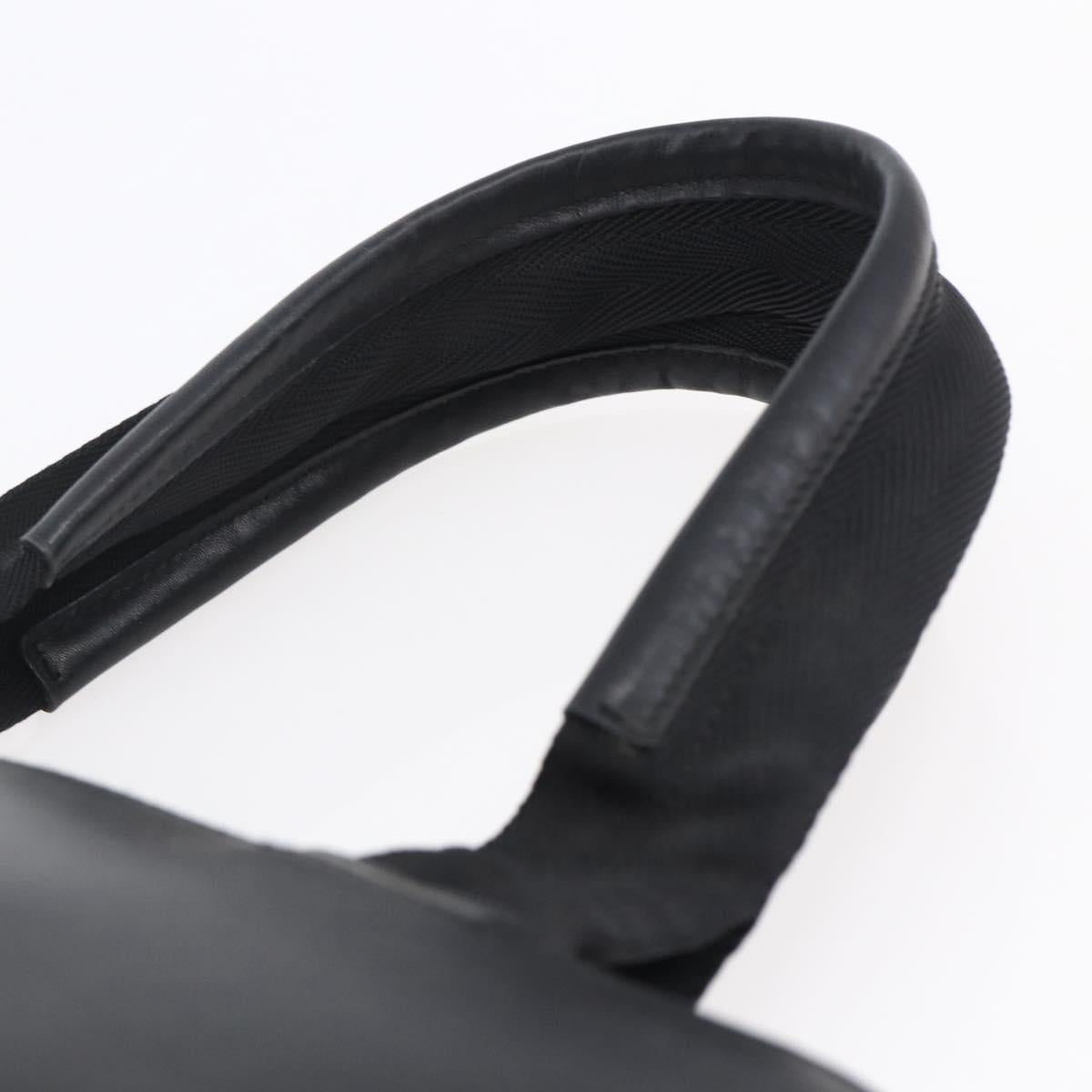 PRADA Hand Bag Leather Black Silver Auth bs30432