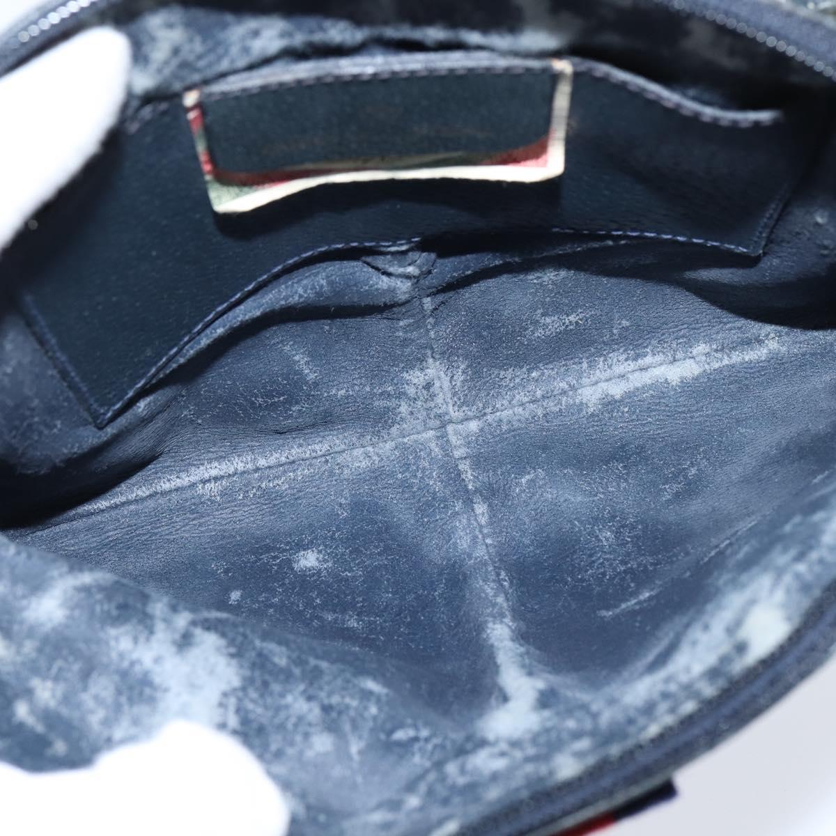 GUCCI GG Supreme Sherry Line Shoulder Bag PVC Navy Gold 904 02 047 Auth bs30434