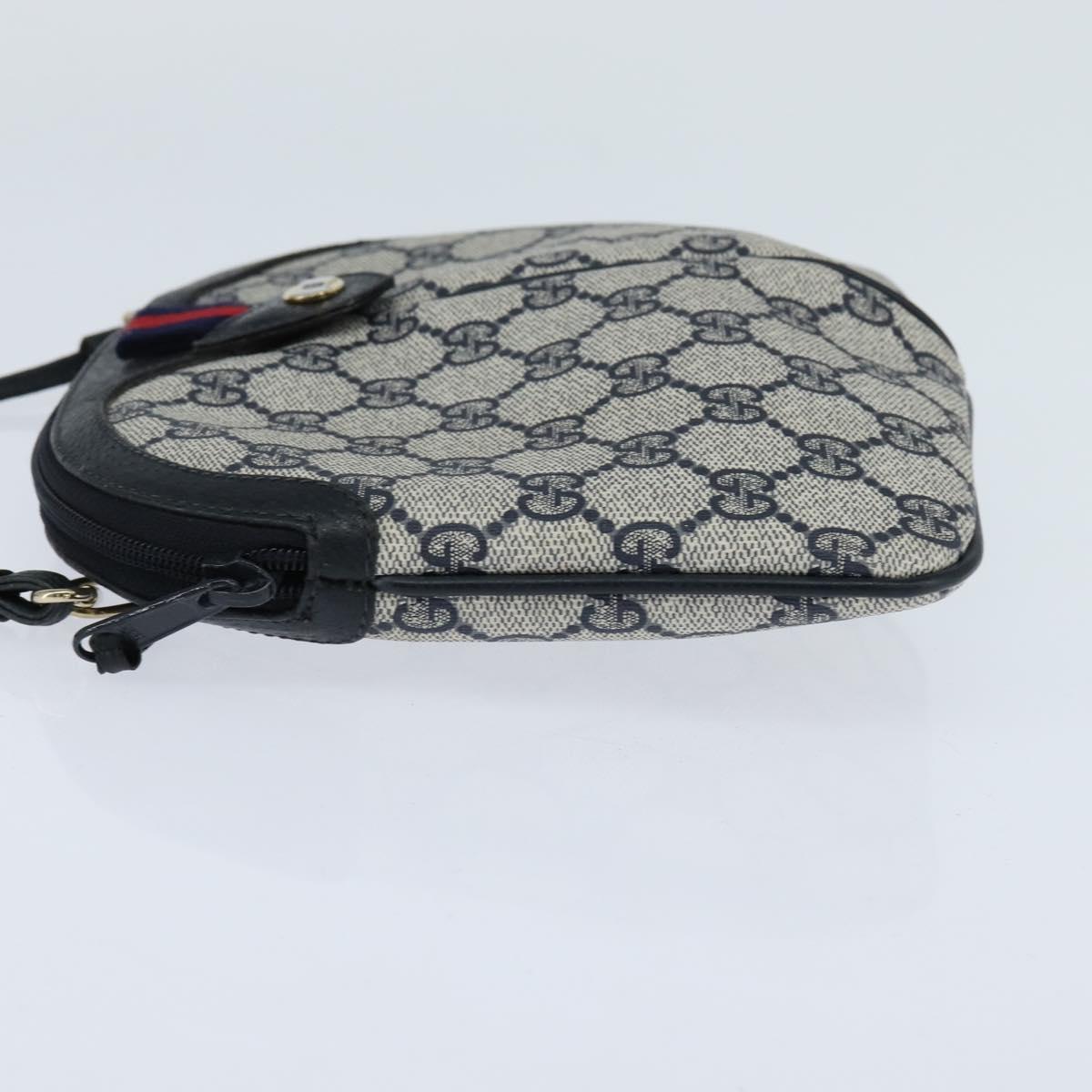 GUCCI GG Supreme Sherry Line Shoulder Bag PVC Navy Gold 904 02 047 Auth bs30434