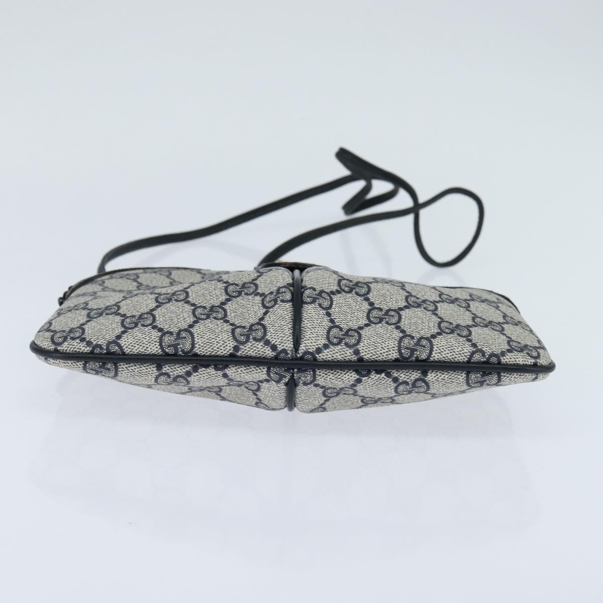 GUCCI GG Supreme Sherry Line Shoulder Bag PVC Navy Gold 904 02 047 Auth bs30434