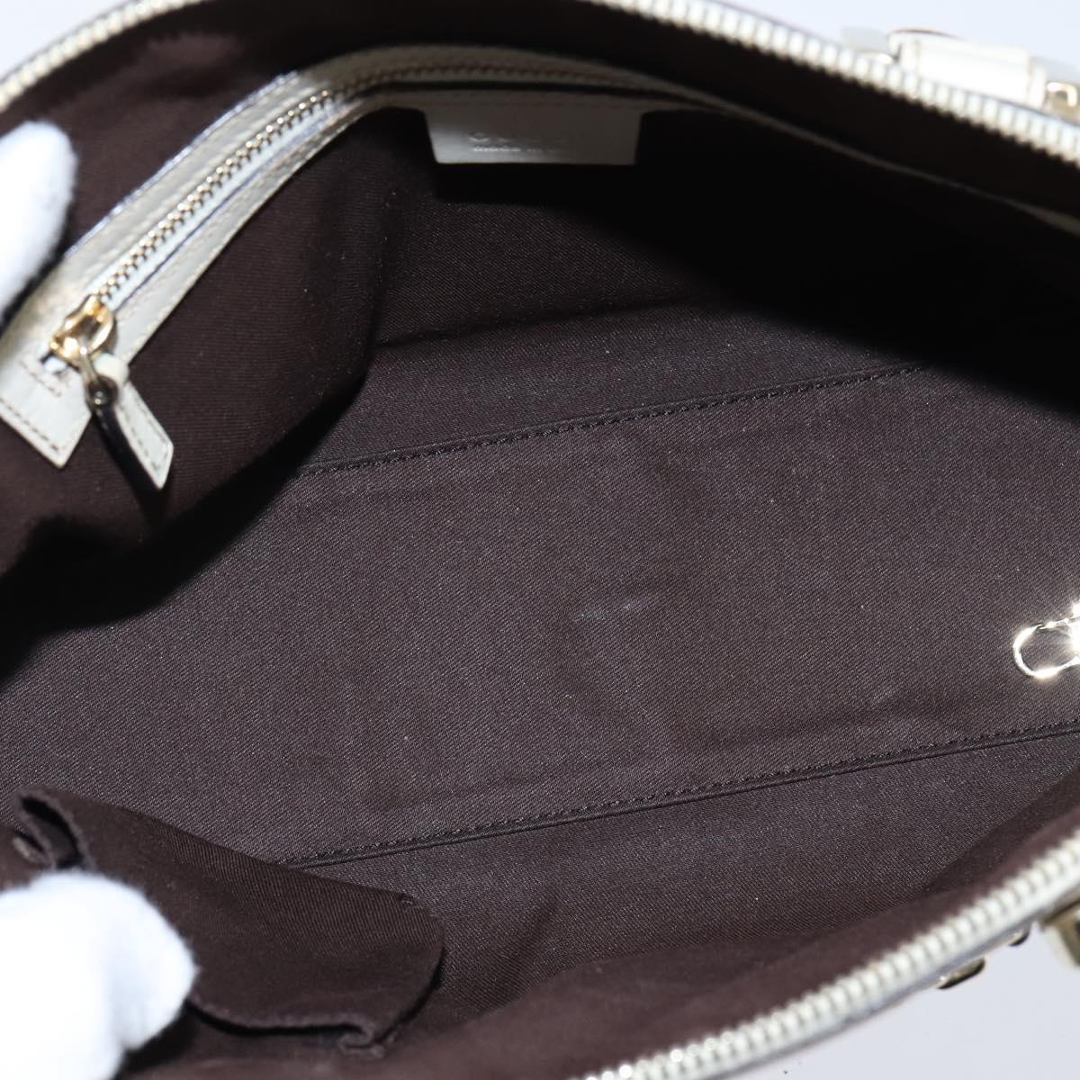 GUCCI GG Canvas Guccissima Hand Bag Leather White Gold 145785 Auth bs30436