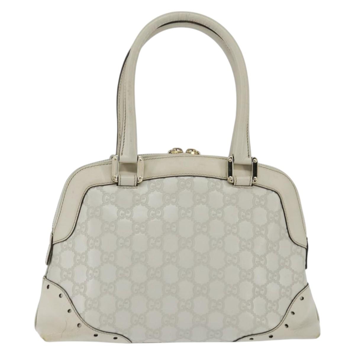 GUCCI GG Canvas Guccissima Hand Bag Leather White Gold 145785 Auth bs30436