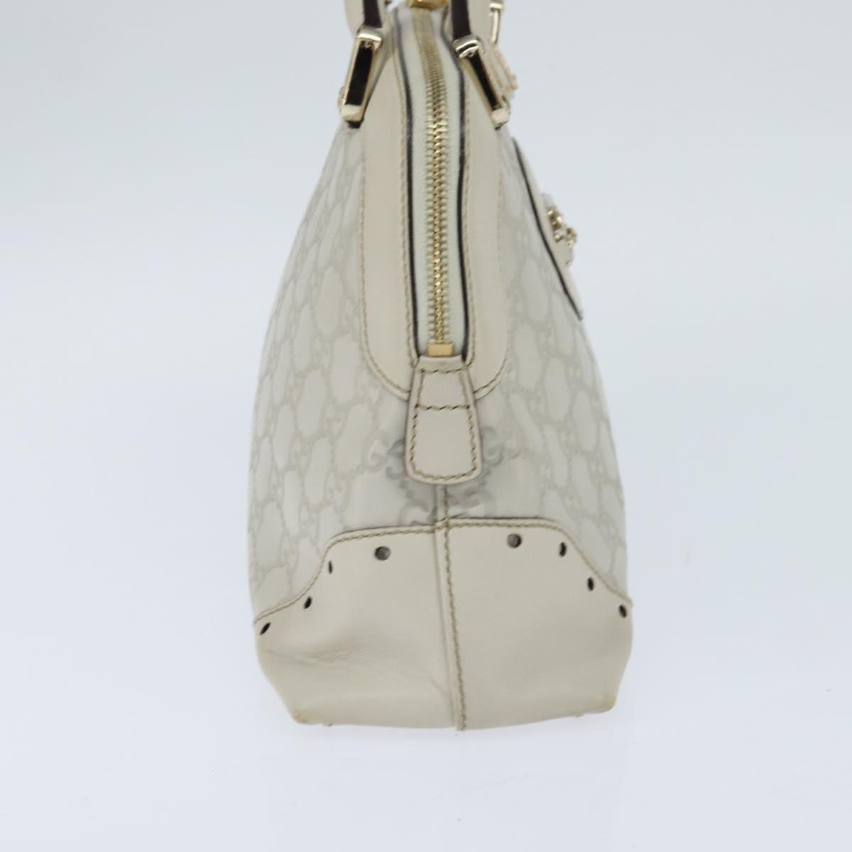 GUCCI GG Canvas Guccissima Hand Bag Leather White Gold 145785 Auth bs30436
