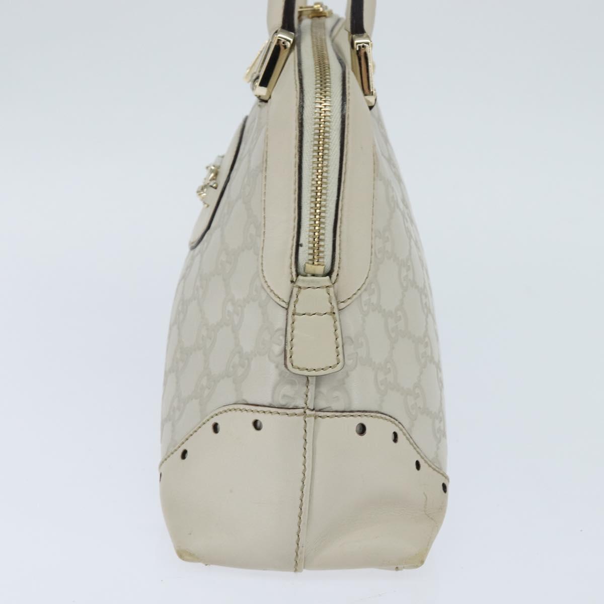 GUCCI GG Canvas Guccissima Hand Bag Leather White Gold 145785 Auth bs30436